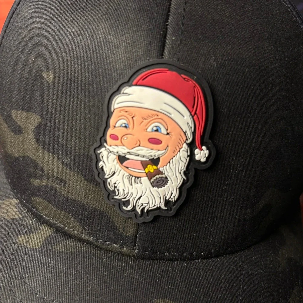 Branded Bills Style 500 Performance Hat Black Camo Smoking Santa Flexfit 110 Cap